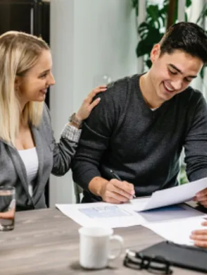 Insurance advisor consulting with clients